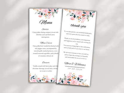 Wedding Thank you Card, Menu Card, Table Card. WI293