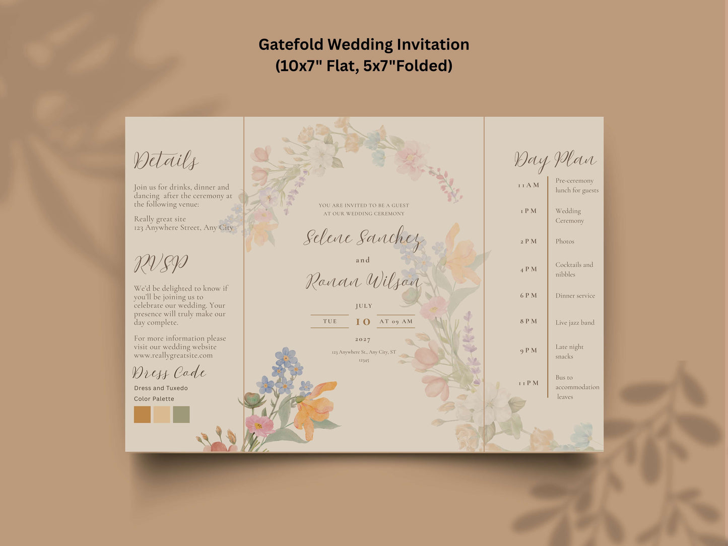 Watercolor Flower Wedding Invitation | Printable Invitation Suite | Romantic Botanical Design. WI170