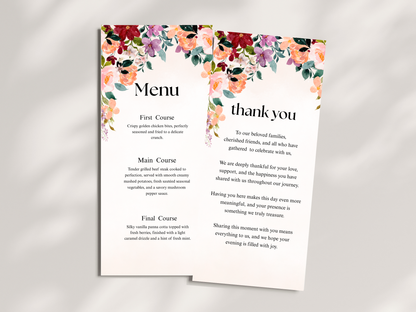 Wedding Thank you Card, Menu Card, Table Card. WI358