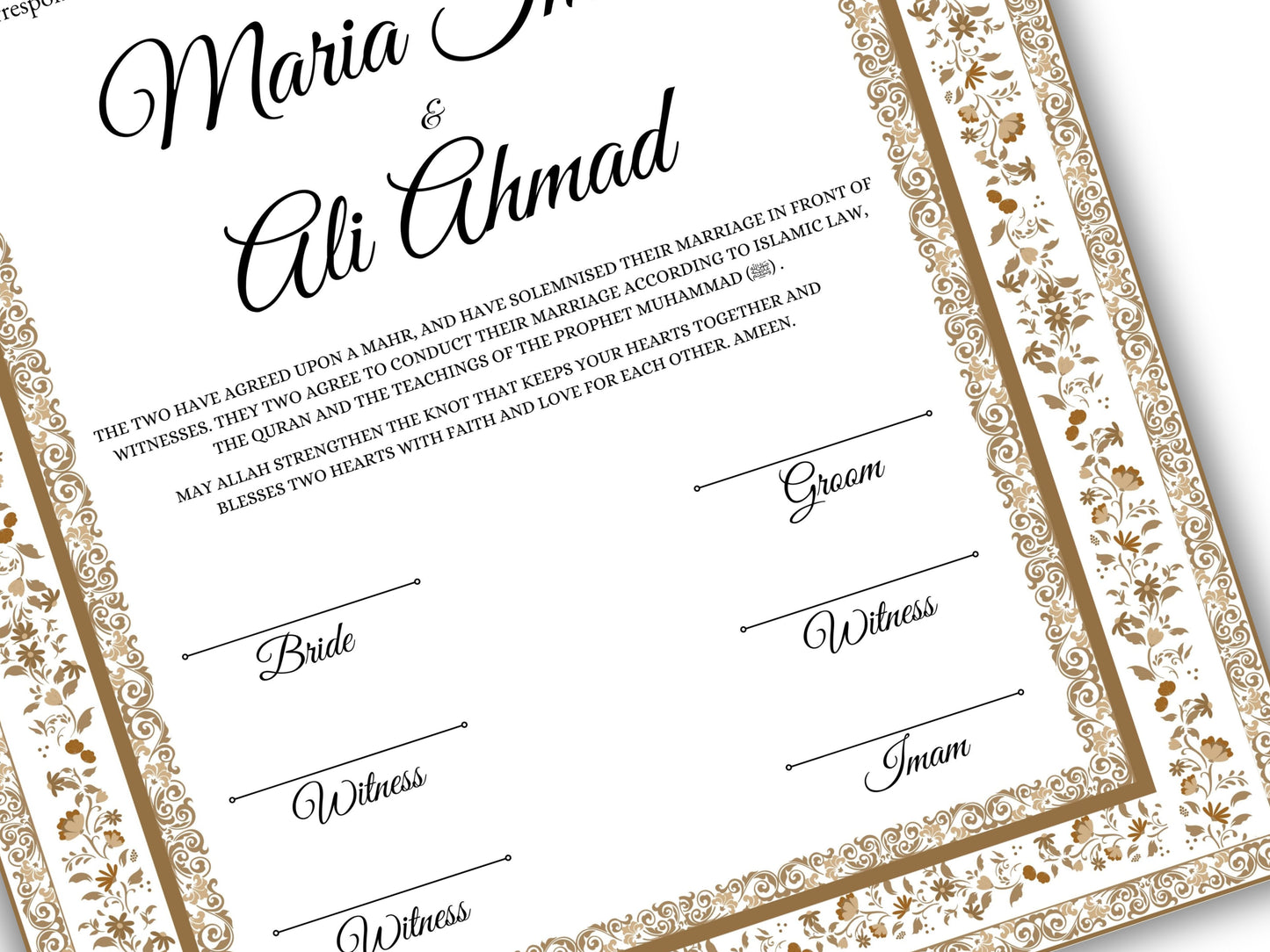 Nikkahnama | A4/A3 Custom Luxury Nikkah Contract | Digital contract | Inspired Luxury Nikkahnama | Nikkah Certificate Pdf Template. NN142