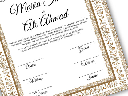 Nikkahnama | A4/A3 Custom Luxury Nikkah Contract | Digital contract | Inspired Luxury Nikkahnama | Nikkah Certificate Pdf Template. NN142