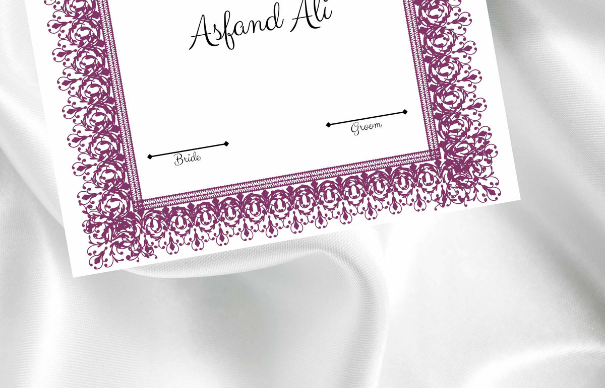 Nikkah nama, Nikahnama Muslim, Digital Download. NN100
