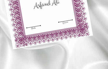 Nikkah nama, Nikahnama Muslim, Digital Download. NN100