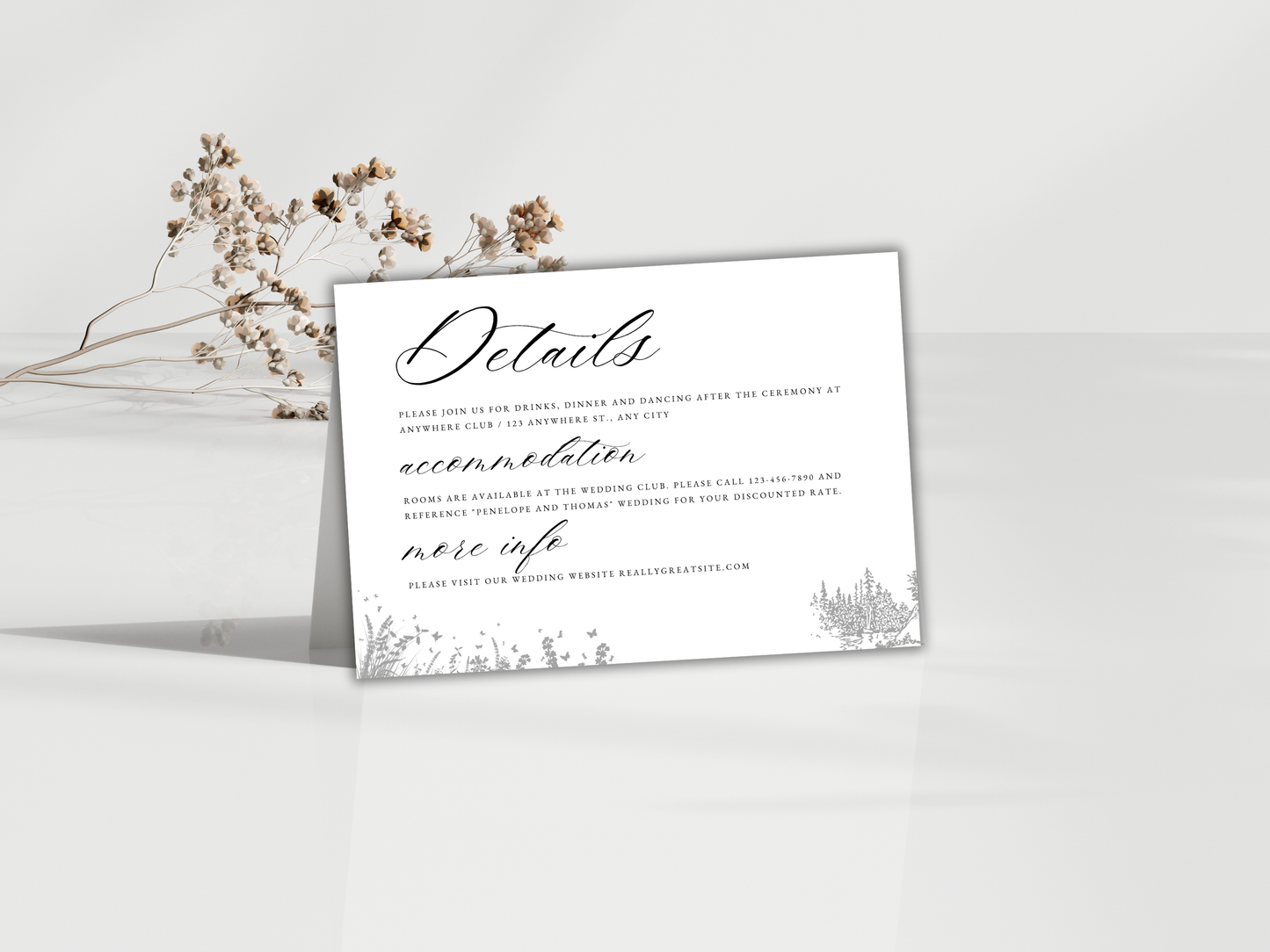 Wedding Invitation Bundle, RSVP, Wedding Water Bottle Label, Thank You Card, Table Card, Menu Card, Reception Card, Details Card. WI272
