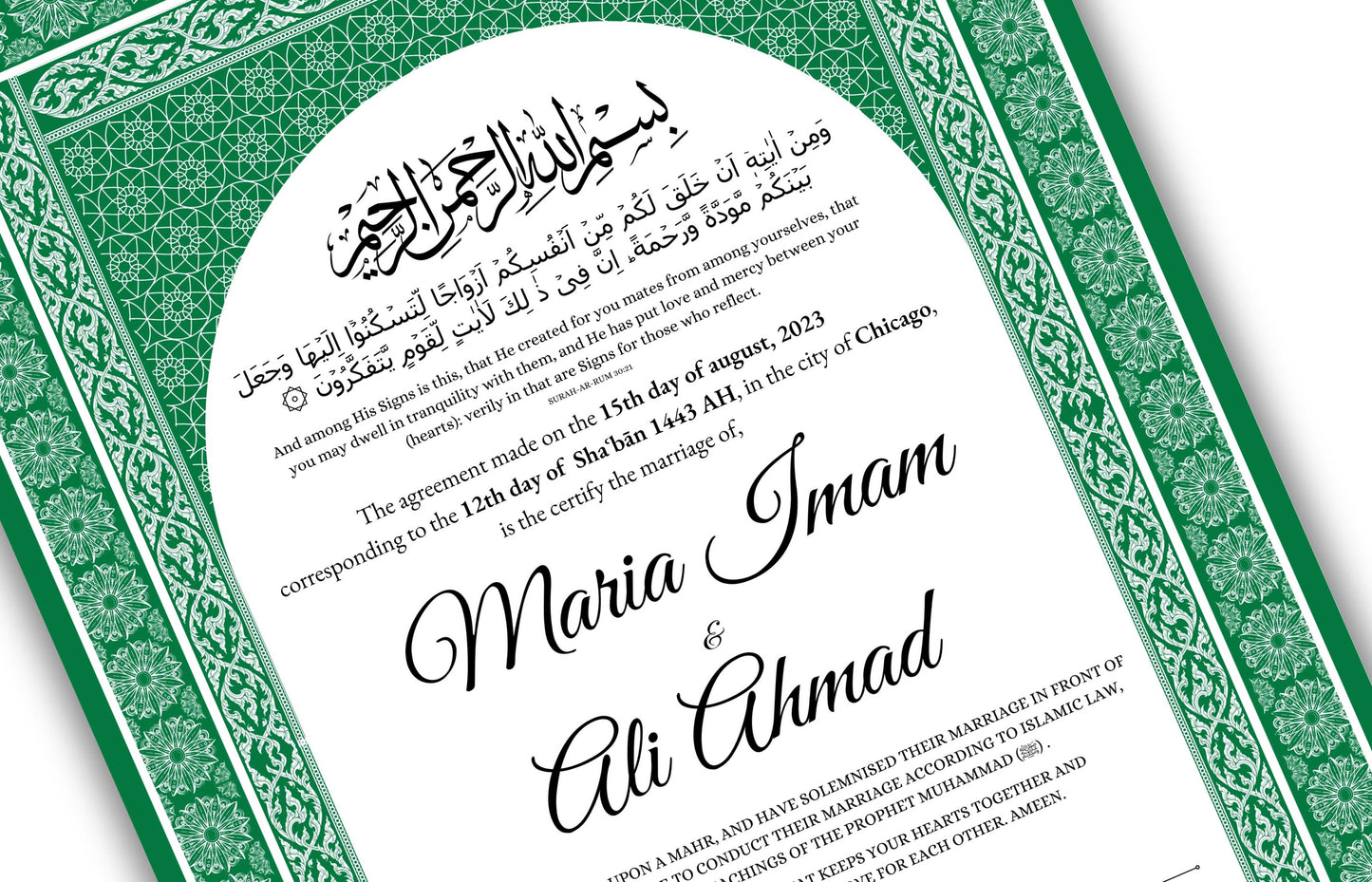 Digital Nikahnama | Marriage Certificate | Nikkah nama | Islamic | Nikkah Contract Template | Wedding Gift | Calligraphy| NN132