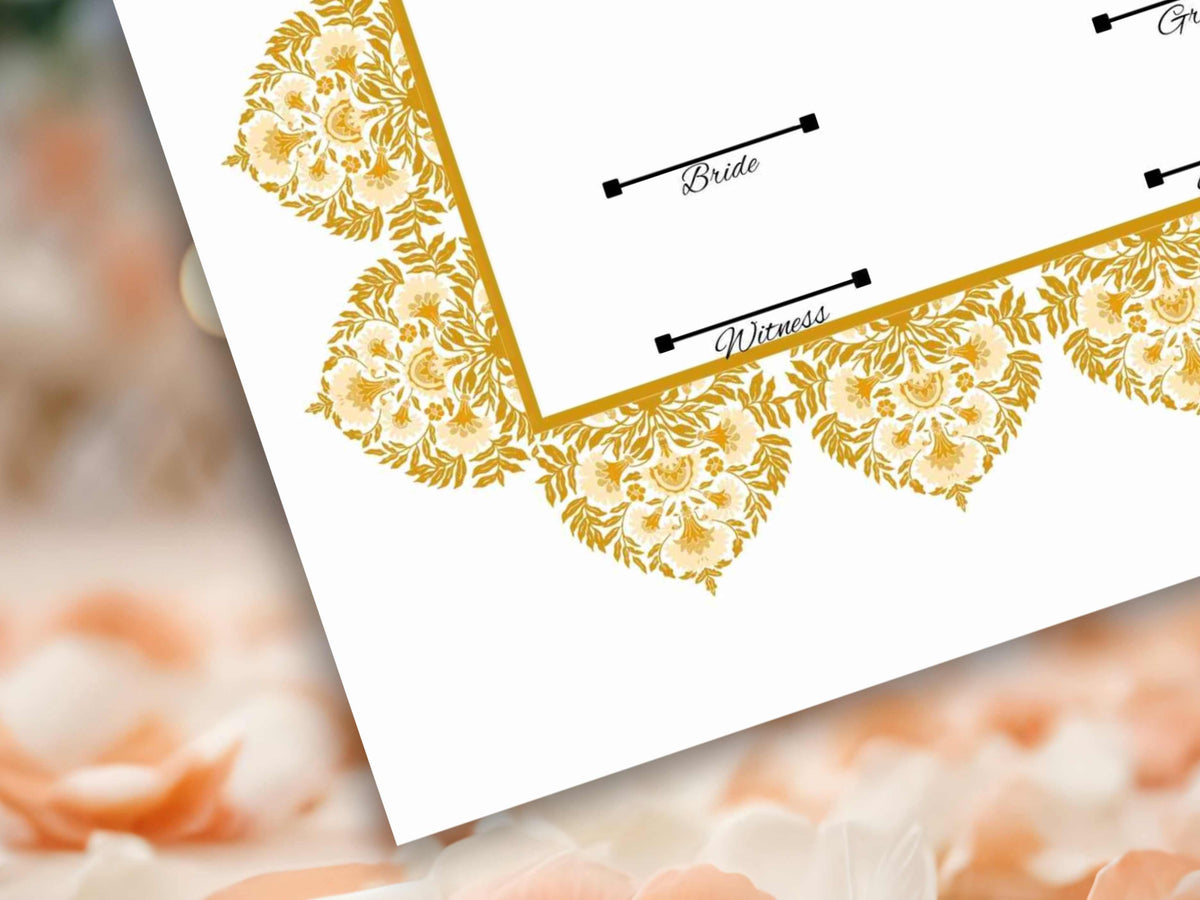 Muslim Wedding Contract, Mughal Nikkah Certificate Digital, A4 Nikkah Certificate. A3 Contract Digital Download. NN296
