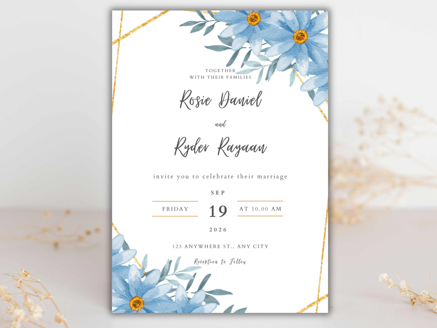 Wedding Invitation Set, RSVP, Dark Floral, Wedding Invitation, Details, Editable, Template, WI233