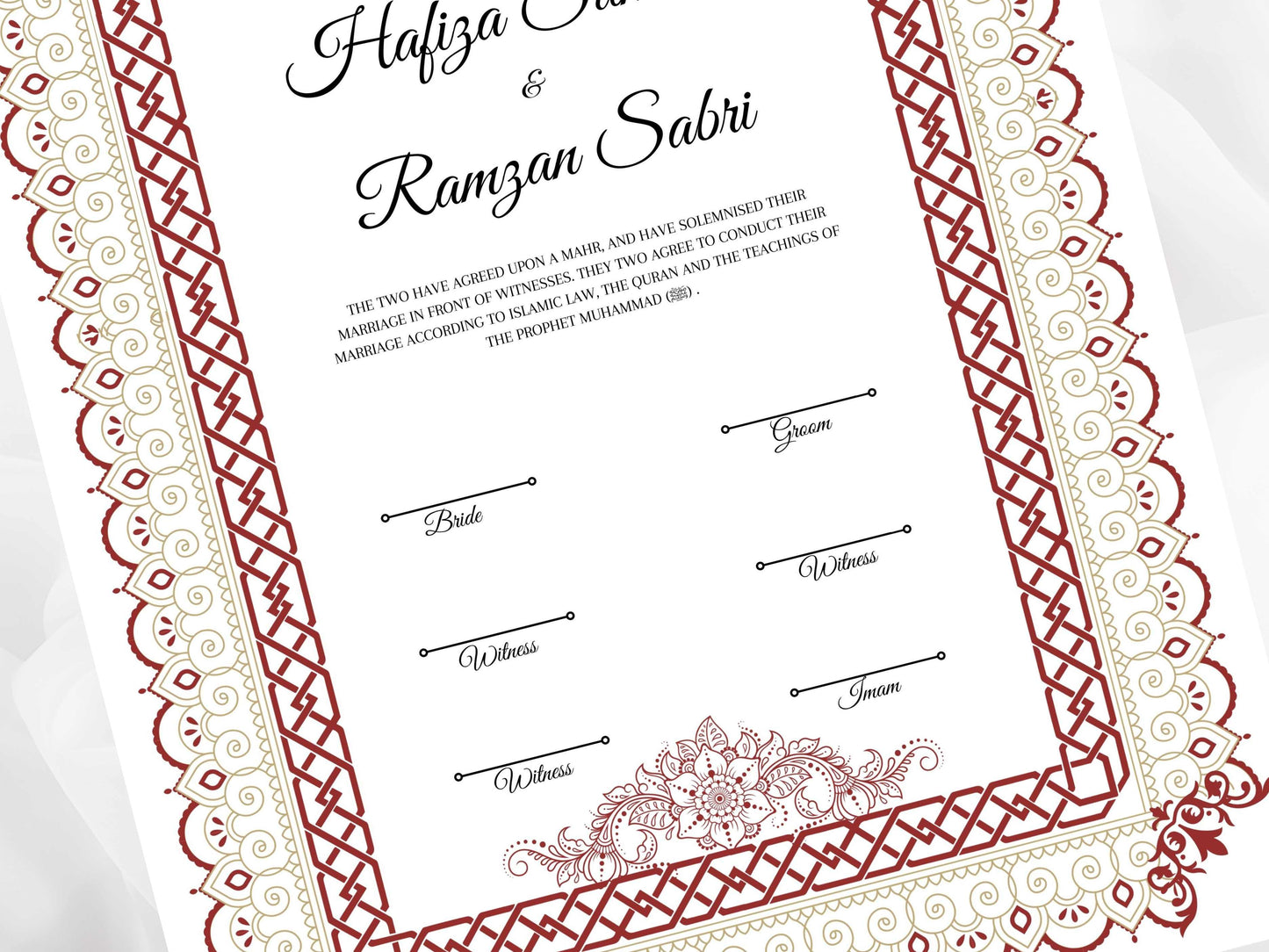 Nikkah Contract Template, Printable Nikkah Contract, Editable Nikkahnama, Muslim Wedding Certificate, Islamic Marriage Contract. NN107