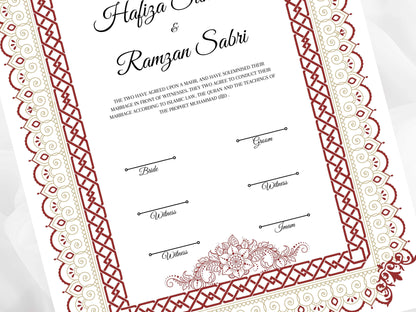 Nikkah Contract Template, Printable Nikkah Contract, Editable Nikkahnama, Muslim Wedding Certificate, Islamic Marriage Contract. NN107