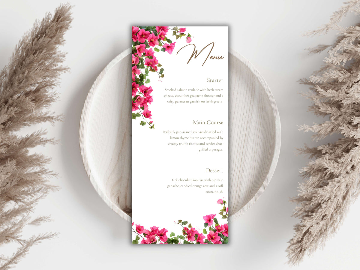 Wedding Menu Template, Editable Place Card & Thank You Note. WI199