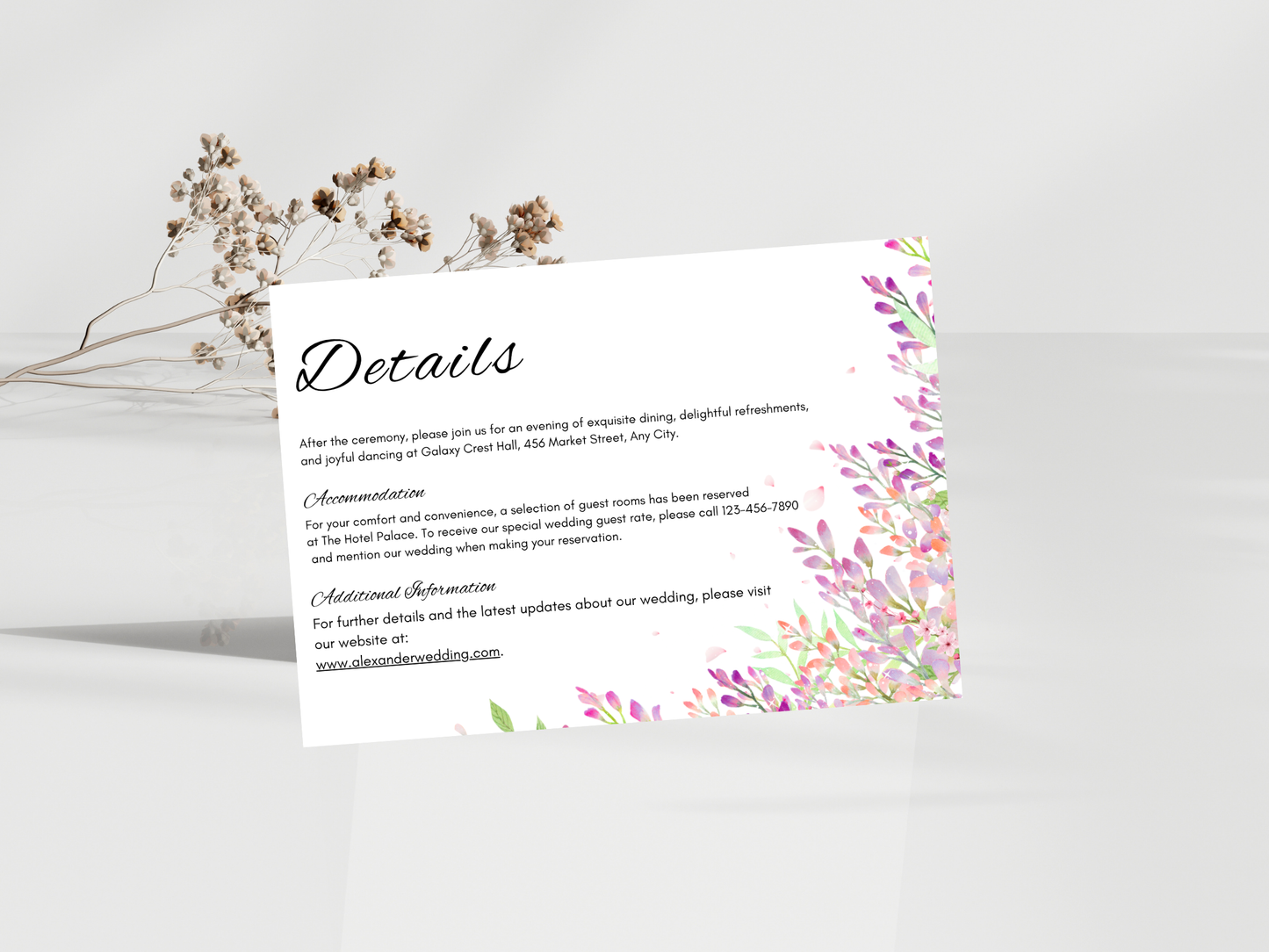 Wisteria Wedding Invitation Bundle, Editable Suite, RSVP, Menu, Details & Thank You Card MTC 423
