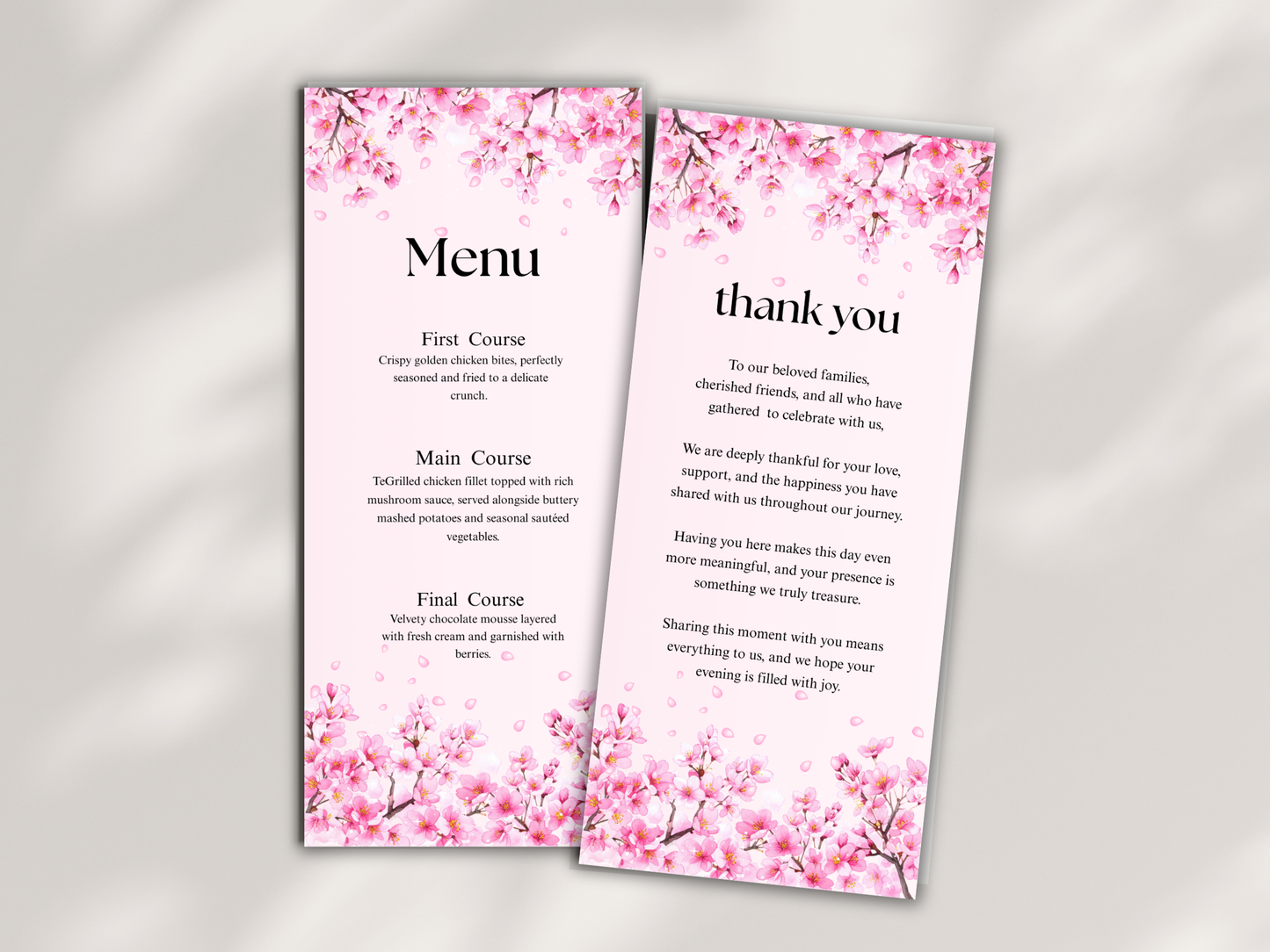 Wedding Thank you Card, Menu Card, Table Card. WI360