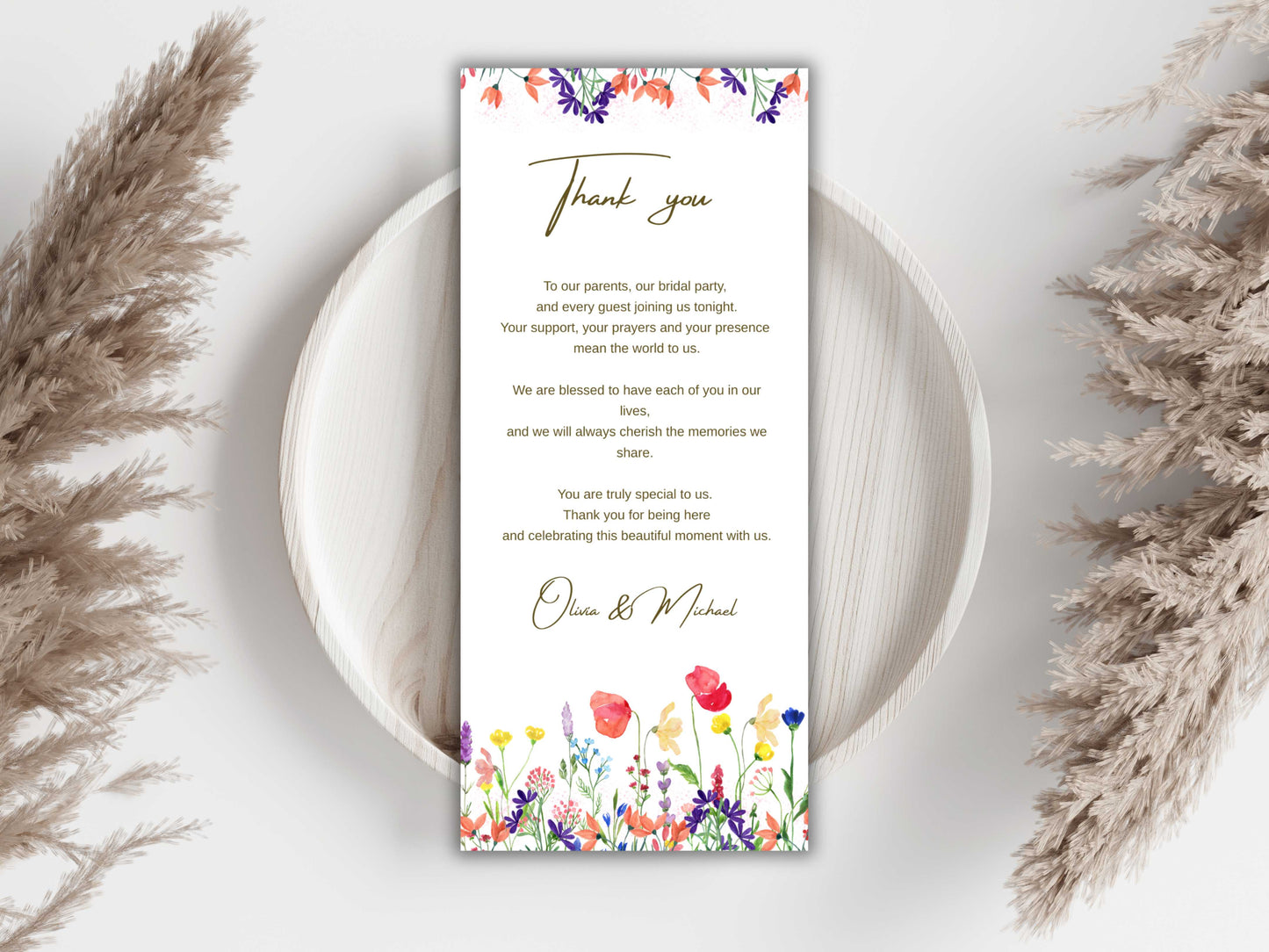 Wedding Menu Template, Thank You Card. WI197