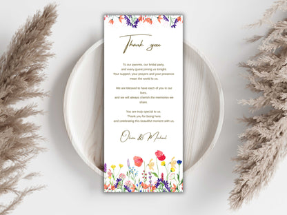Wedding Menu Template, Thank You Card. WI197
