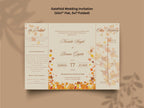 Autumn Wedding Card Template | Fall Leaves Wedding Details Card | Editable Timeline Program | Orange Wedding Invitation Printable. 174