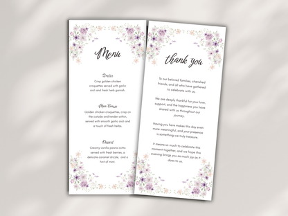 Wedding Thank you Card, Menu Card, Table Card. WI318