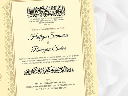 Nikah Certificate, Islamic Marriage Certificate, Wedding Certificate, Marriage Contract, Wedding Digital Download. NN112