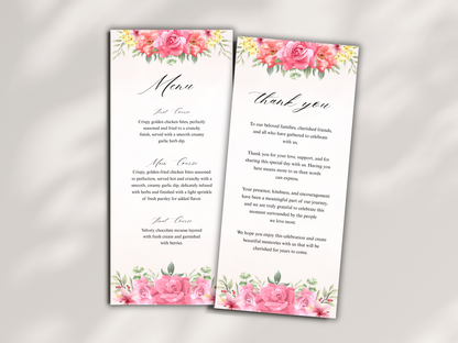 Wedding Thank you Card, Menu Card, Table Card. WI366