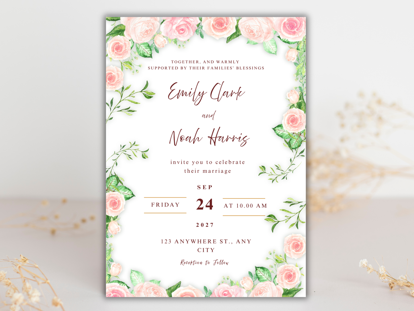 Wedding Invitation Set, RSVP, Wedding Invitation, Details, Editable, Template, WI261