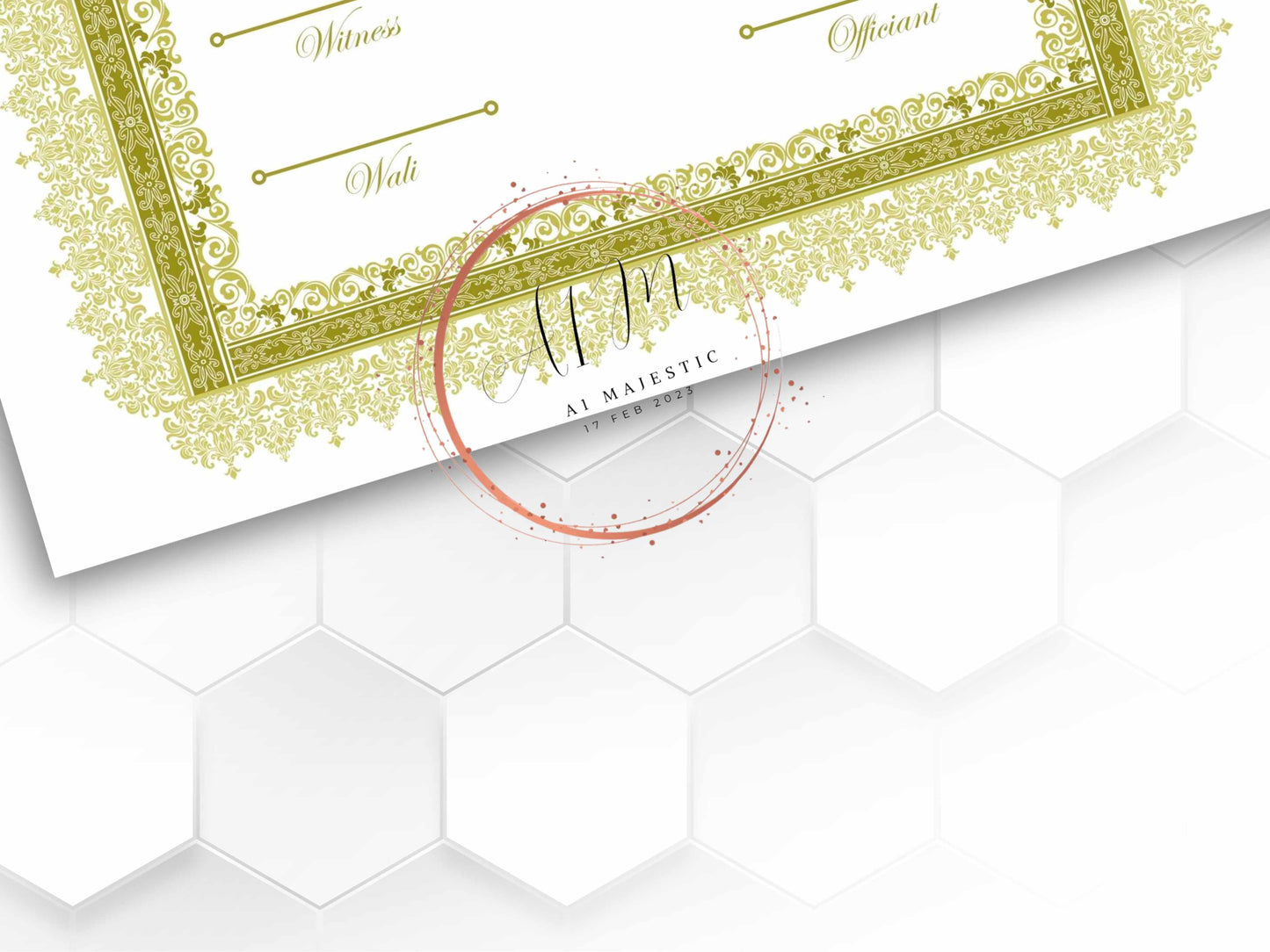 Luxury Nikah certificate. NN287