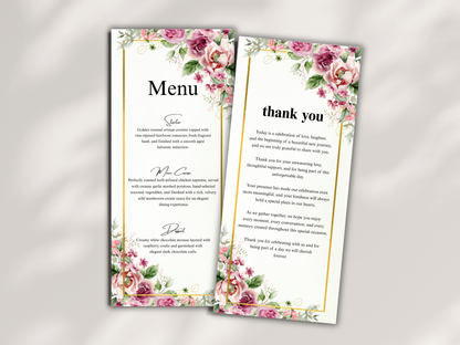 Wedding Menu Card, Table, Thank you, Editable Canva Template, Instant Download MTC412