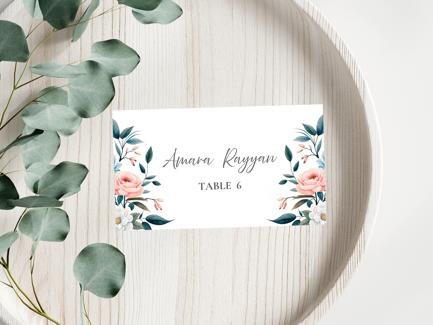 Wedding Menu & Thank You Template | Editable Canva Place Card. WI208