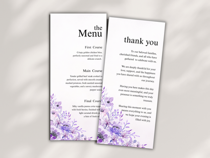 Wedding Thank you Card, Menu Card, Table Card. WI357