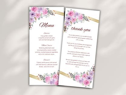 Wedding Thank you Card, Menu Card, Table Card. WI316
