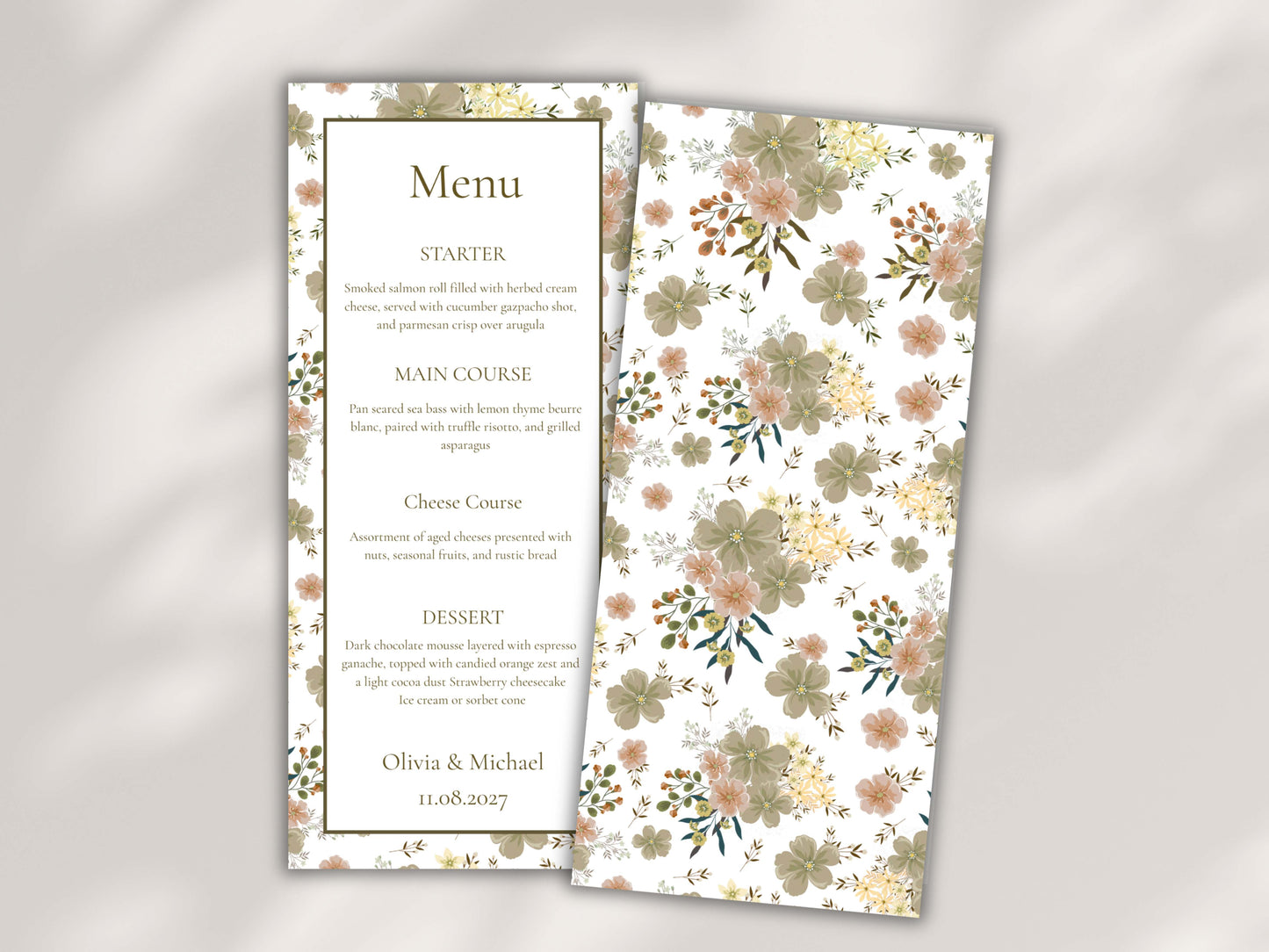 Wedding Menu Card Template. WI194
