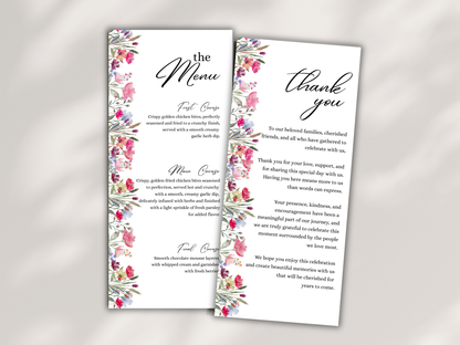 Wedding Thank you Card, Menu Card, Table Card. WI376