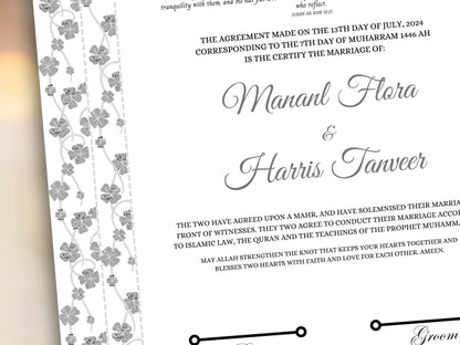 Nikkah Contract Template, Printable Nikkah Contract, Editable Nikkahnama, Muslim Wedding Certificate, Digital Download. NN259