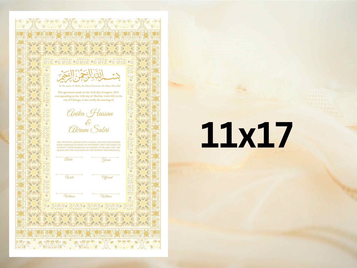 Nikkah Certificate, Nikkah Islamic Marriage Certificate, Printable, Nikkah Contract, Editable, Digital Download. NN18