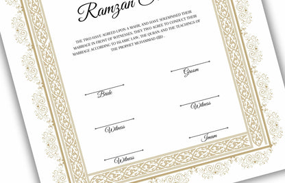 Printable Nikkah Contract Template a3 a4 | Islamic Marriage | PDF Muslim Marriage Contract | Authentic Islamic Wedding Sign Agreement. NN120