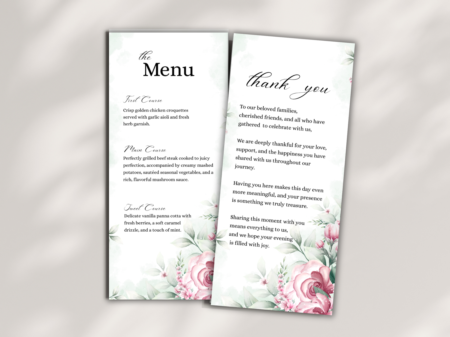 Wedding Thank you Card, Menu Card, Table Card. WI337