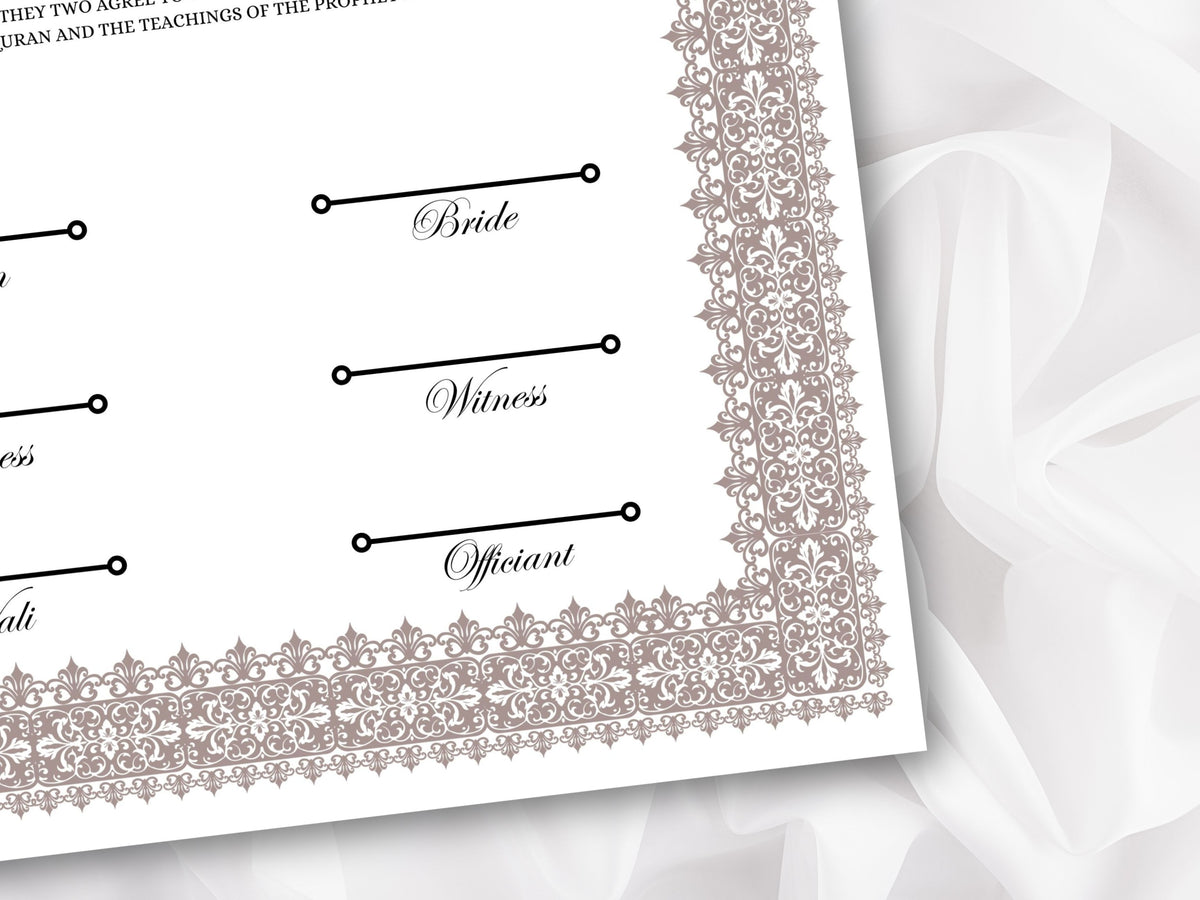 Nikkah Certificate Digital Download Personalised, A4, A3, Template, Editable, Brown Nikkah Nama, Nikkah Contract, Muslim Contract. NN266
