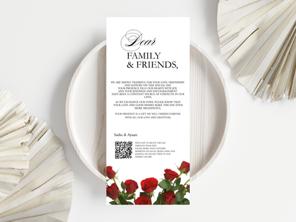 Wedding Menu Card Template, Table Card Thank you Card. WI265