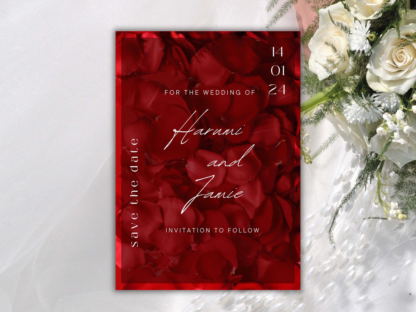 Red Rose Petals Wedding Invitation set, Red Rose RSVP, Red Rose Petals Wedding Invitation, Details, Editable,Template, WT59