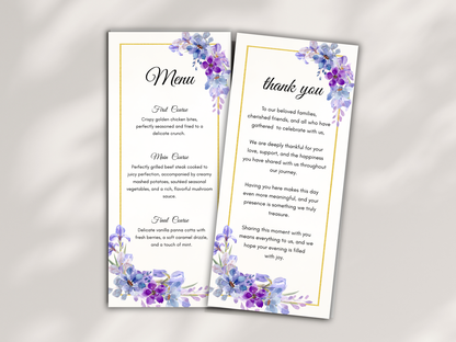 Wedding Thank you Card, Menu Card, Table Card. WI348