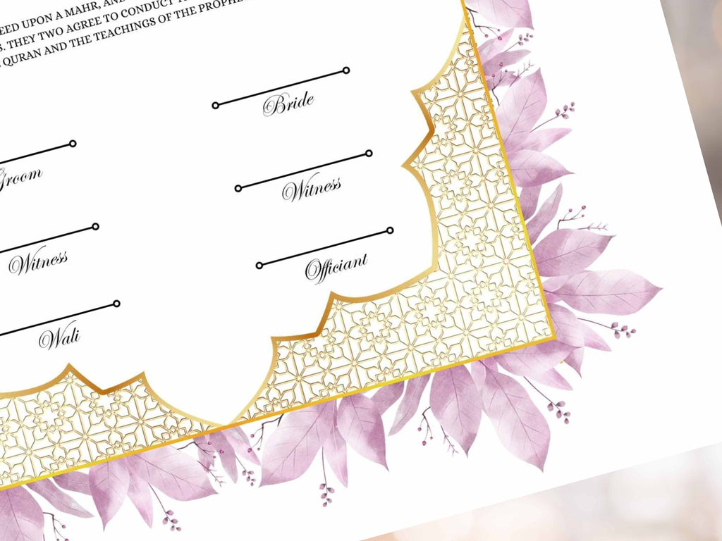 Nikah Certificate | Elegant Digital Islamic Marriage Contract for a Modern Muslim Wedding | Certificate Muslim | NikahNama. NN295