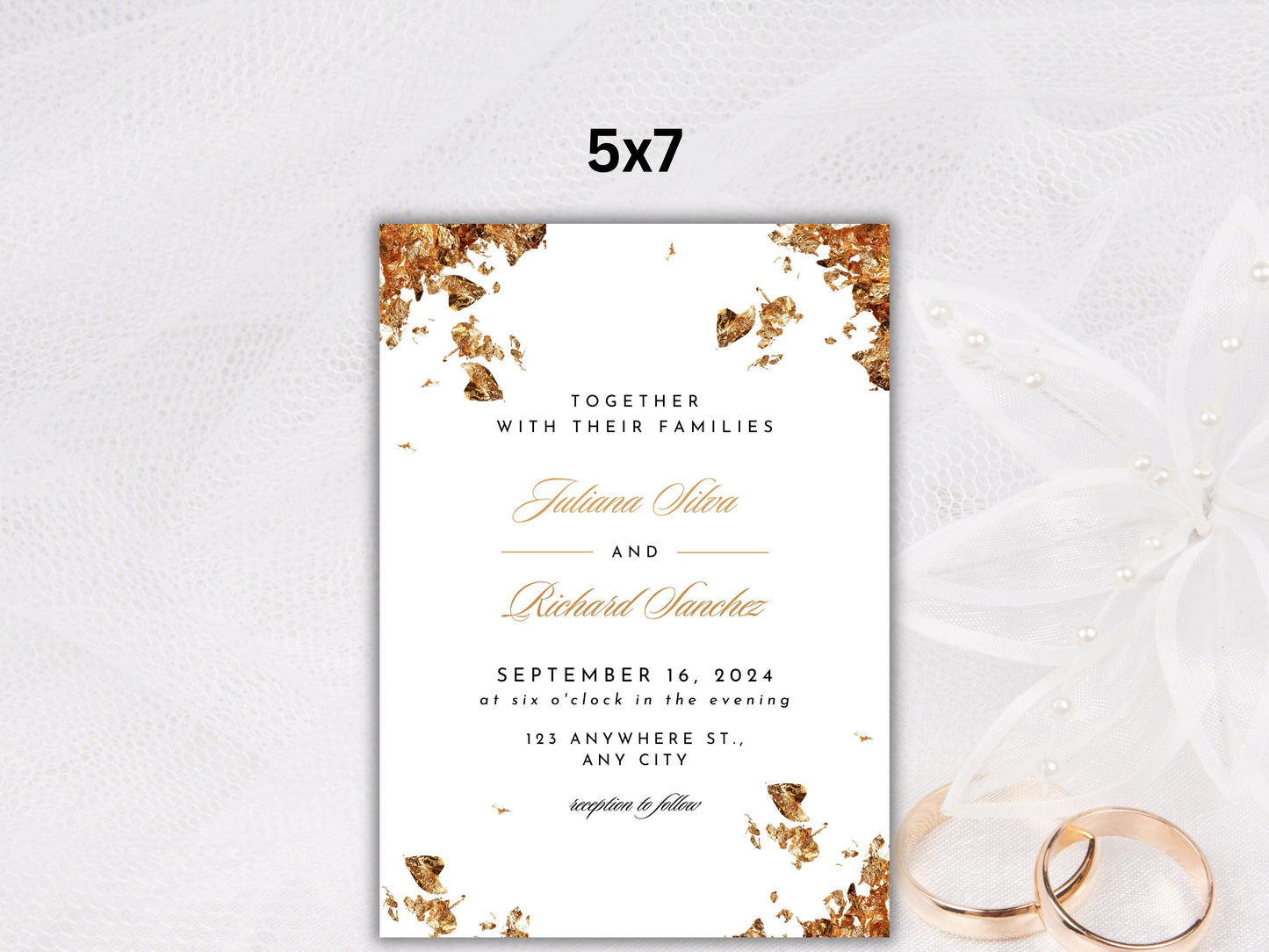 Gold Wedding Invitation Set, Gold RSVP, Wedding Invitation, Details Editable, Menu Card, Save The Date, Wedding Invite. WC82