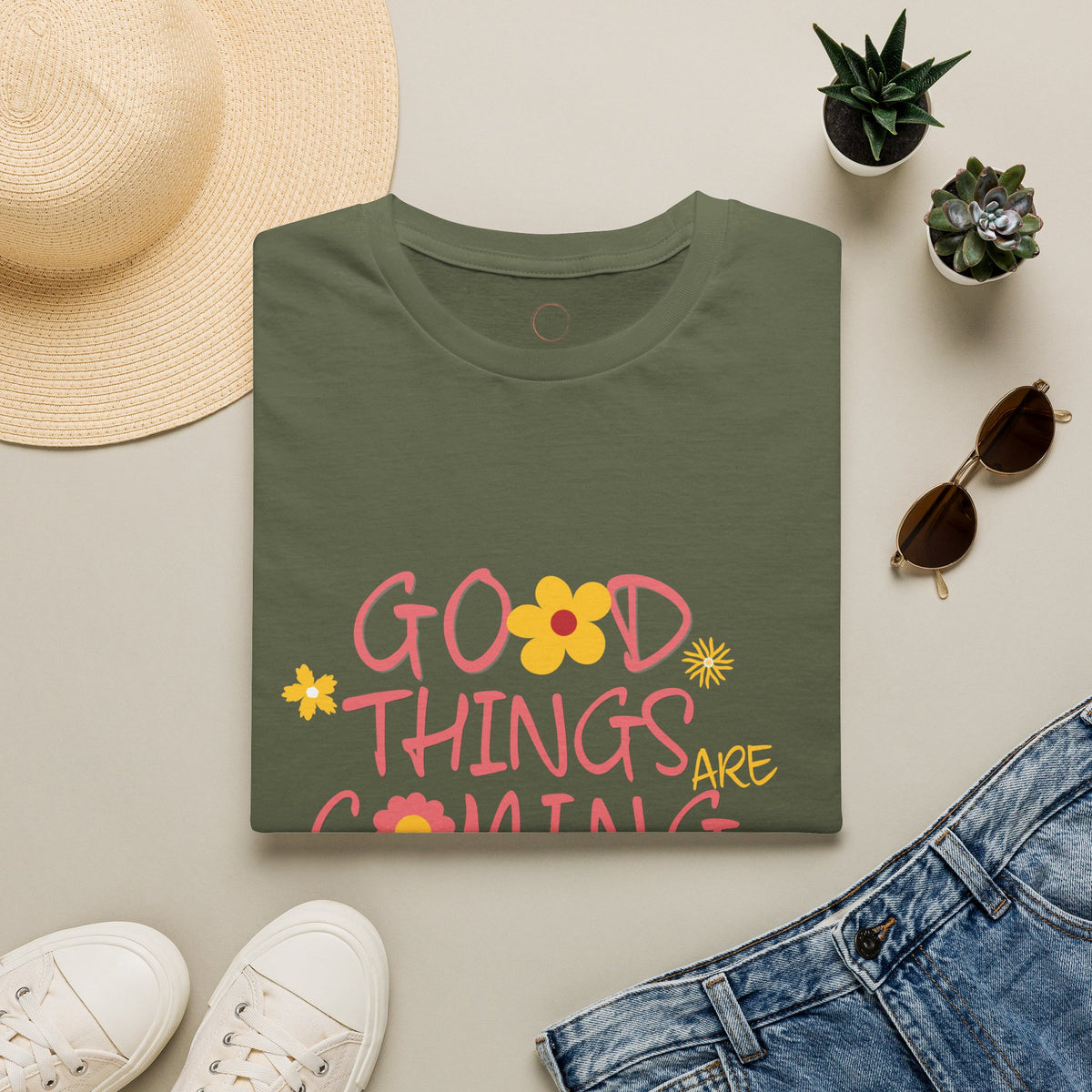 Good Things Are Coming T-Shirt — Positive Floral Graphic Tee
