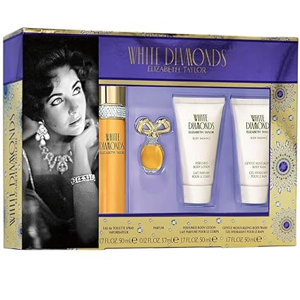 Elizabeth Taylor White Diamonds Perfume for Women EDT 4 Piece Gift Set 1.7 Ounce