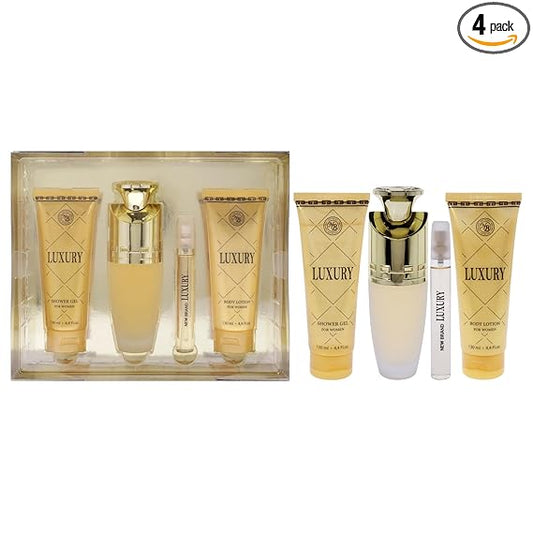 New Brand Luxury for Women - 4 Pc Gift Set 3.3oz EDP Spray, 4.4oz Shower Gel, 4.4oz Body Lotion, 0.5oz EDP Spray