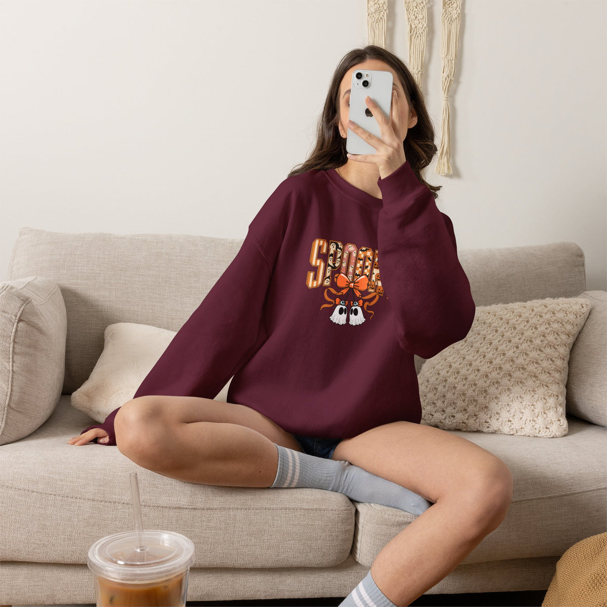 Spooky Ghost Pumpkin Crewneck Sweatshirt