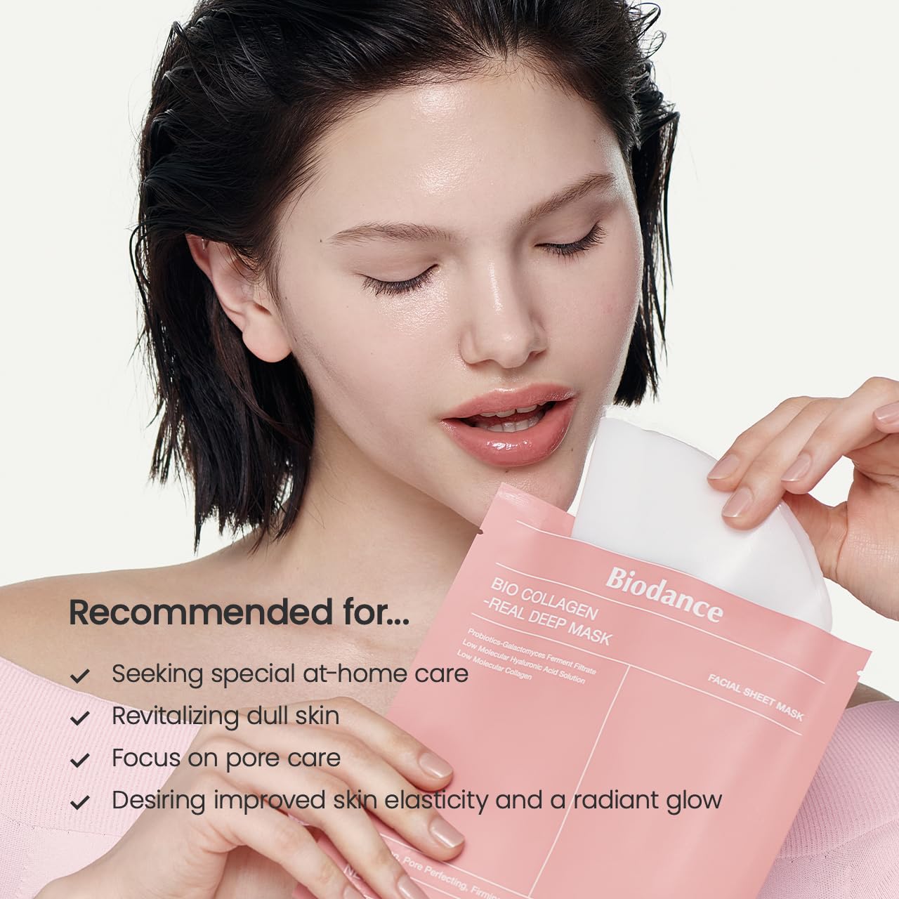 Collagen Real Deep Mask, Hydrating Overnight Hydrogel Mask, Pore Minimizing, Elasticity, Plumping Improvement, Korean Skincare, Stocking Stuffers for Teen Girls | 1.19oz(34g) x 4ea
