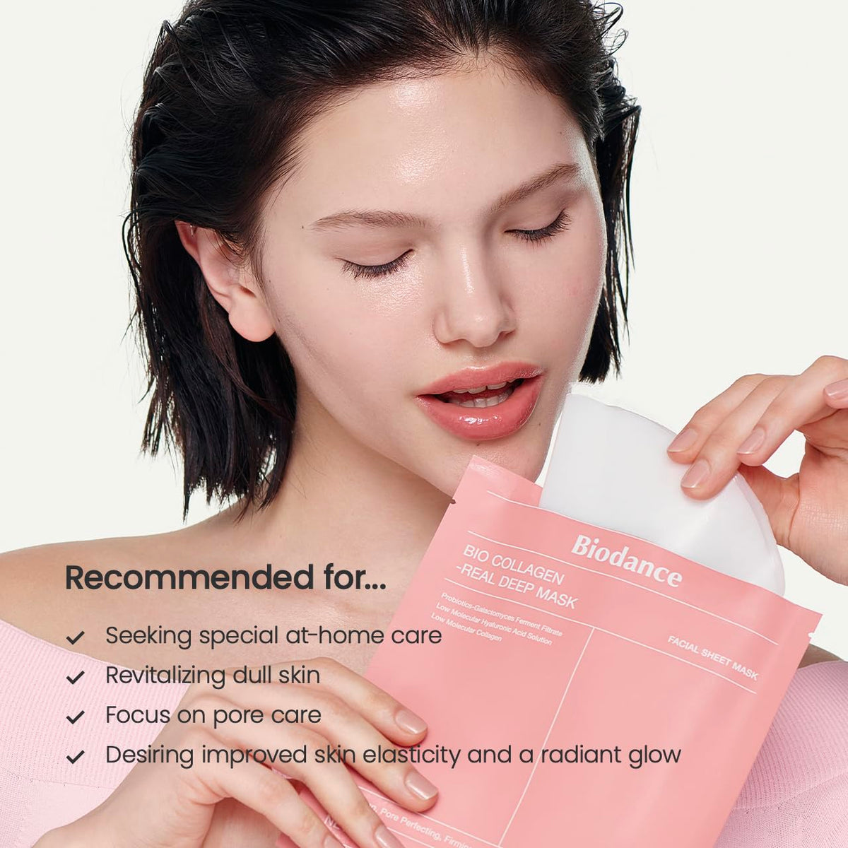 Collagen Real Deep Mask, Hydrating Overnight Hydrogel Mask, Pore Minimizing, Elasticity, Plumping Improvement, Korean Skincare, Stocking Stuffers for Teen Girls | 1.19oz(34g) x 4ea