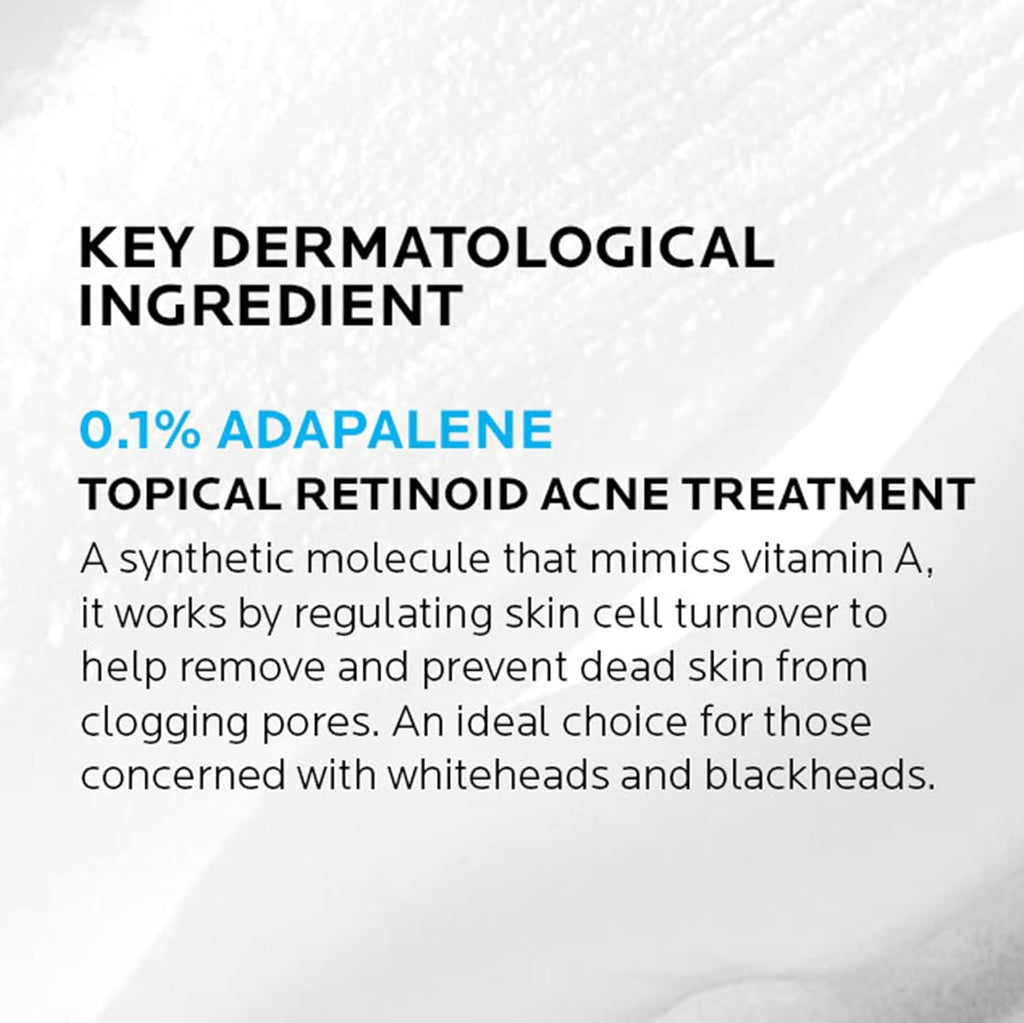 La Roche-Posay Effaclar Adapalene Gel 0.1% Acne Treatment, Retinoid Cream, Acne Medication Gel For Blackheads & Whiteheads, Oil Free, Helps Clear And Prevent Blemishes & Clogged Pores
