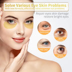 24K Gold Under Eye Patches - 60 Pack for Puffy Eyes, Dark Circles, Bags & Wrinkles with Collagen & Hyaluronic Acid