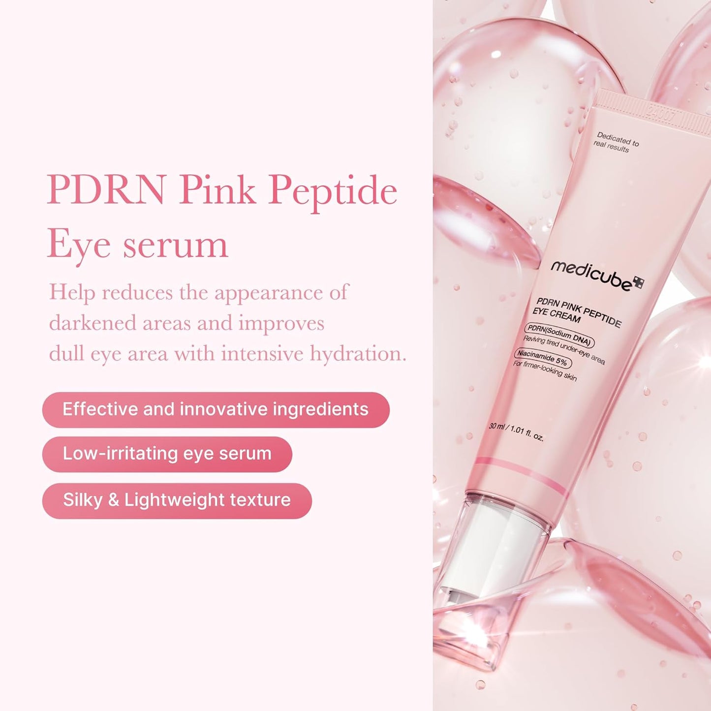 Peptide Eye Serum with Niacinamide and 99% Purity Retinol for Fine Lines, Uneven Skin Tone, Korean Skin Care 1.01fl.oz