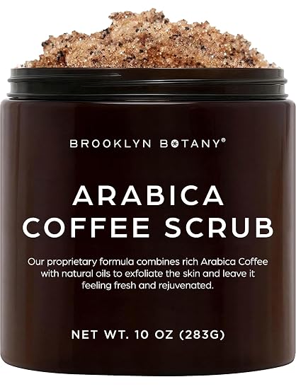 Brooklyn Botany Arabica Coffee Body Scrub - Moisturizing and Exfoliating for Body, Face, Hand, Foot - Fights Stretch Marks, Fine Lines, Wrinkles - Great Gifts for Women & Men - 10 oz